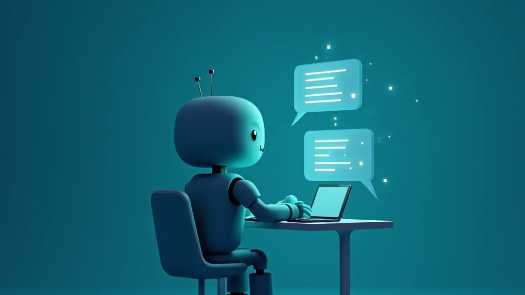 Abstract chat bot figure surrounded by glowing speech bubbles, illustrating a Discord bot powered by an LLM API